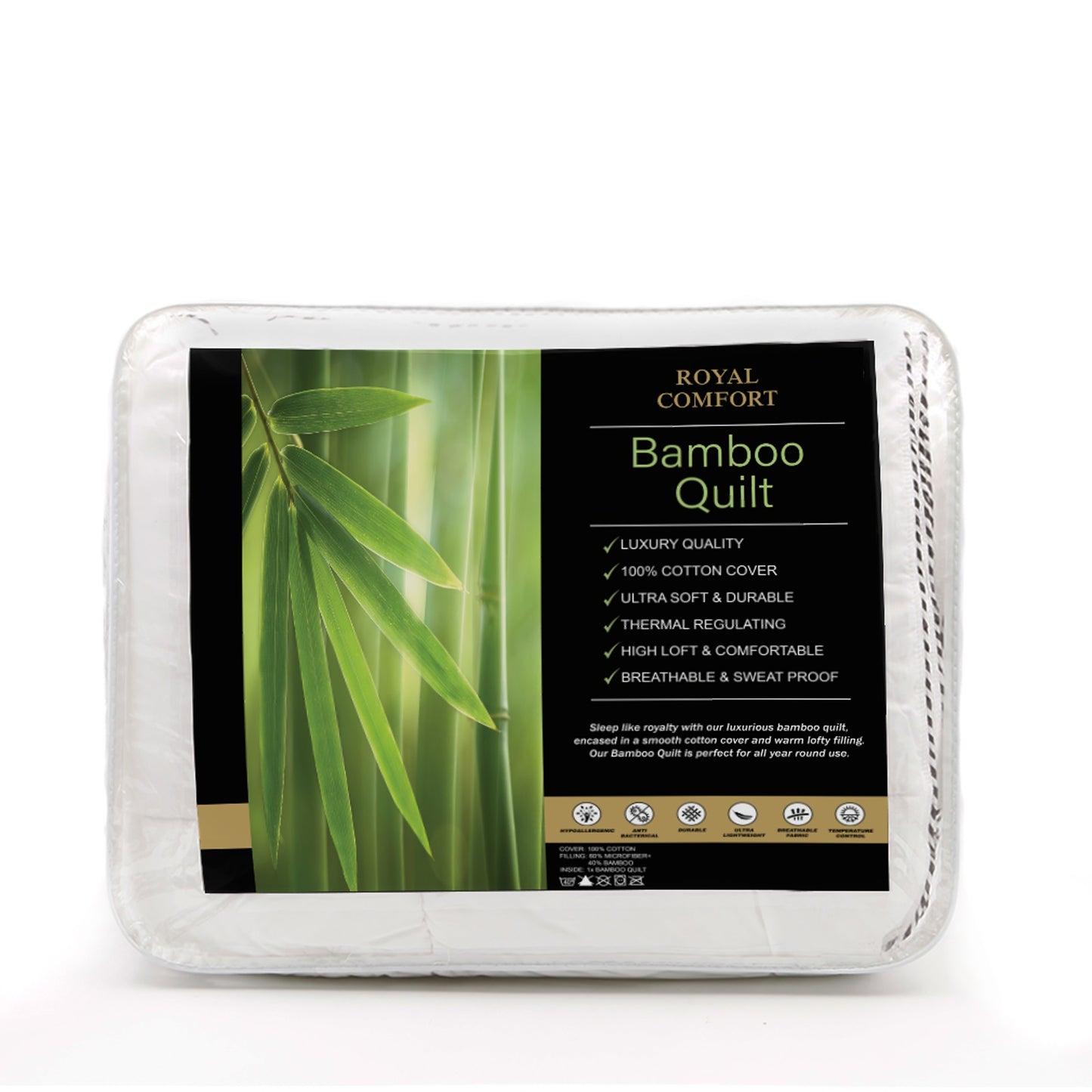 DOUBLE 250GSM Bamboo Blend Quilt Luxury Duvet 100% Cotton Cover - White