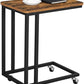 Iraia End Side Table with Steel Frame and Castors Rustic - Brown & Black