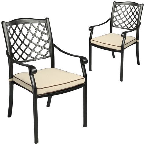 Kamila Metal Outdoor Dining Chair with Cushions - Black