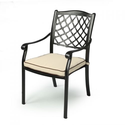 Kamila Metal Outdoor Dining Chair with Cushions - Black