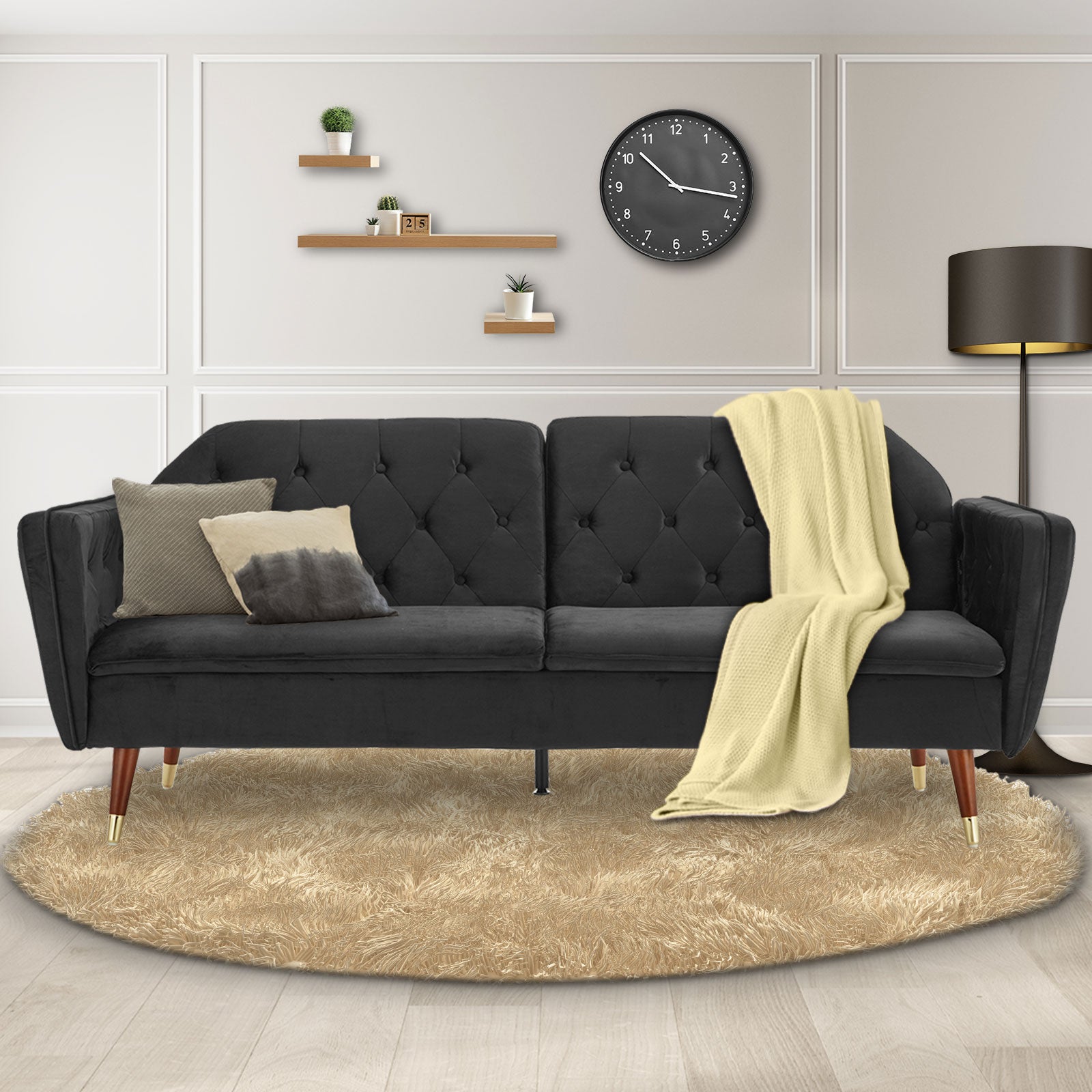 Tufted futon store couch