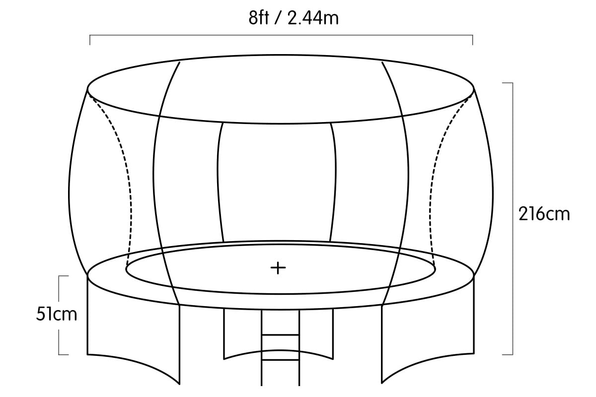 Ciprian 8FT Kids Trampoline Fitness Exercise Gymnastics with Safety Enclosure - Rainbow