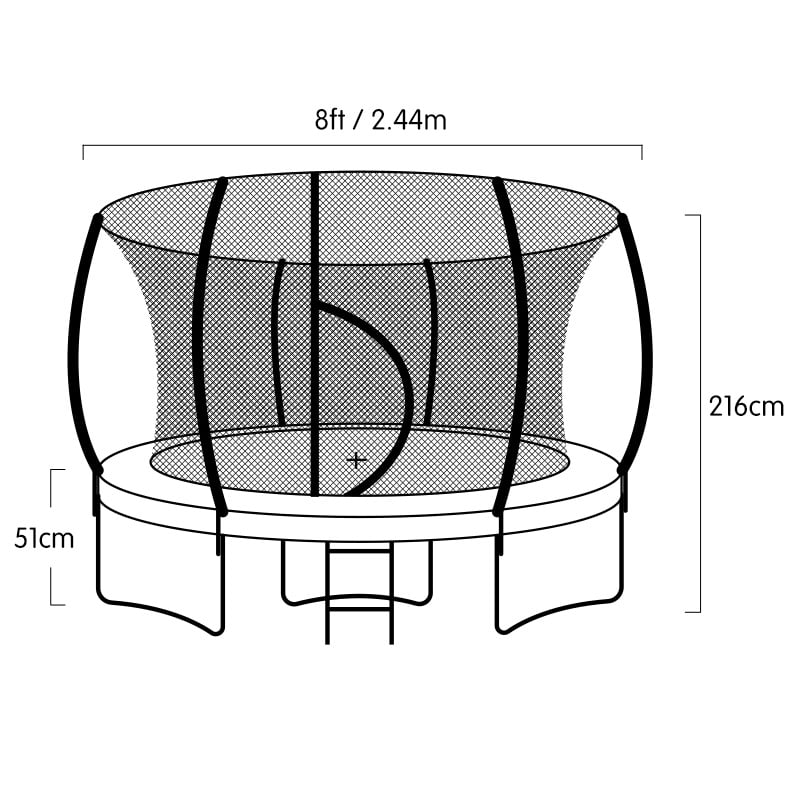 Ciprian 8FT Kids Trampoline Fitness Exercise Gymnastics with Safety Enclosure Basketball Hoop Set - Rainbow