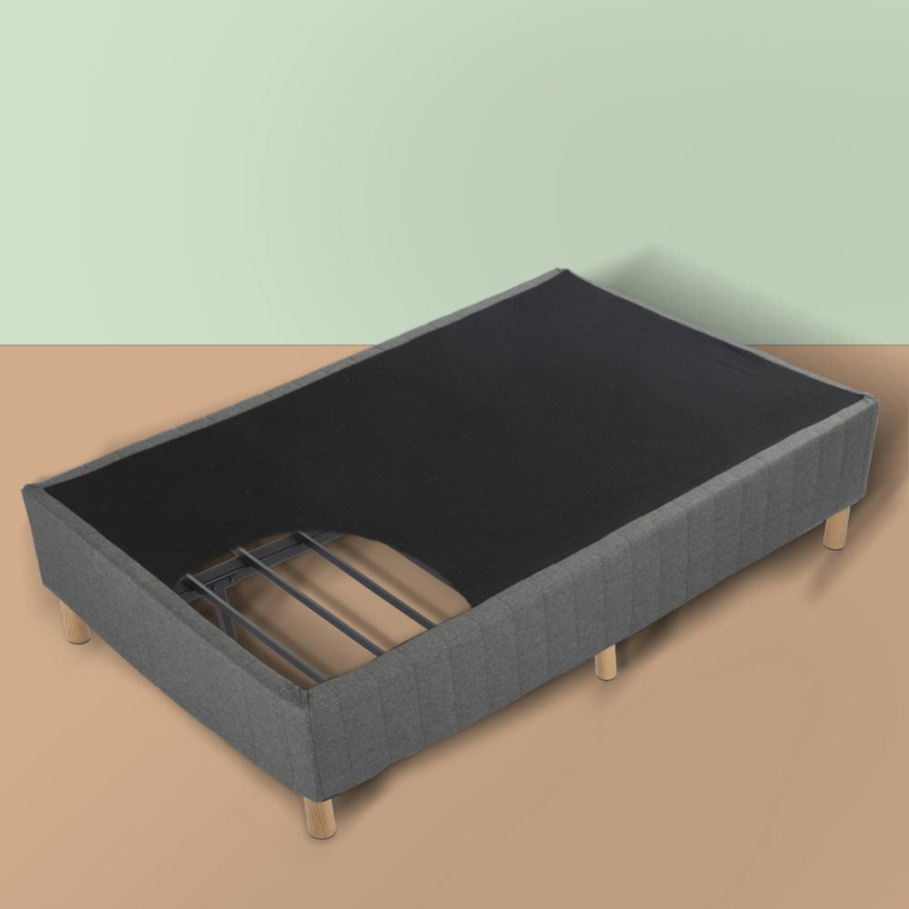 Vera Ensemble Bed Base Mattress Foundation with Metal Stats - Dark Grey Single