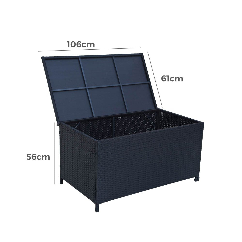 Outdoor PE Wicker Storage Box Garden 320L - Black