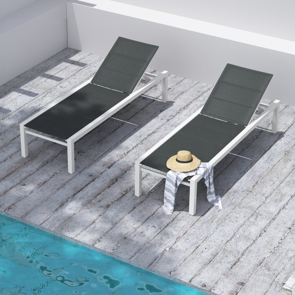 Clint Adjustable Outdoor Sun Lounger In Aluminium White