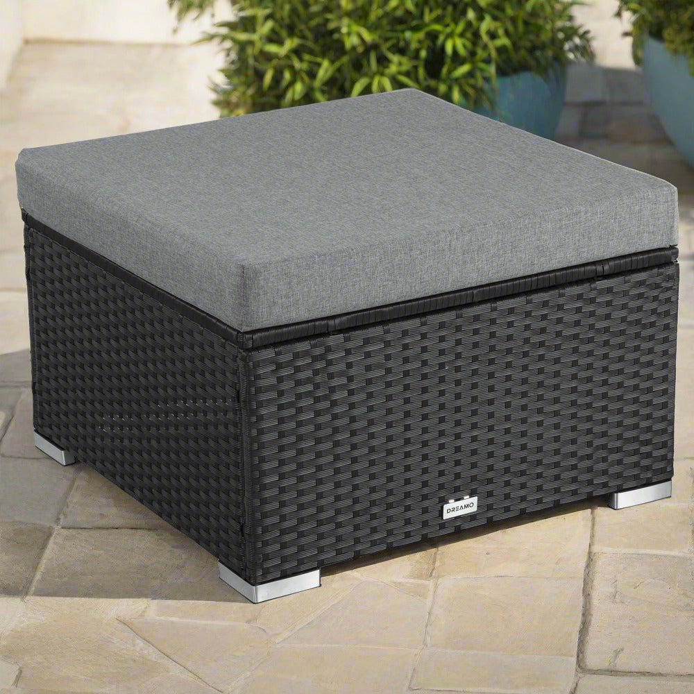 Lauren Outdoor Wicker Ottoman - Black