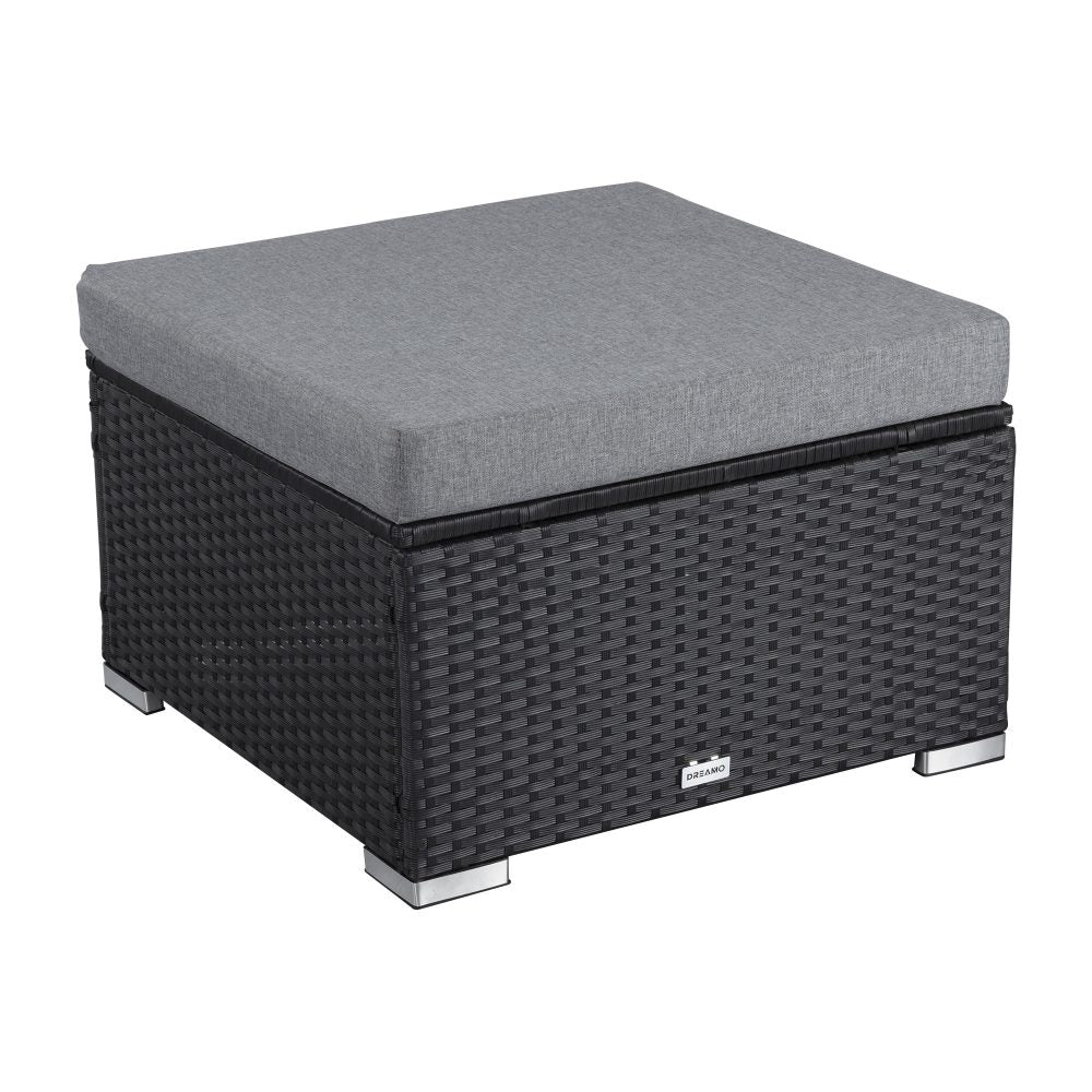 Lauren Outdoor Wicker Ottoman - Black