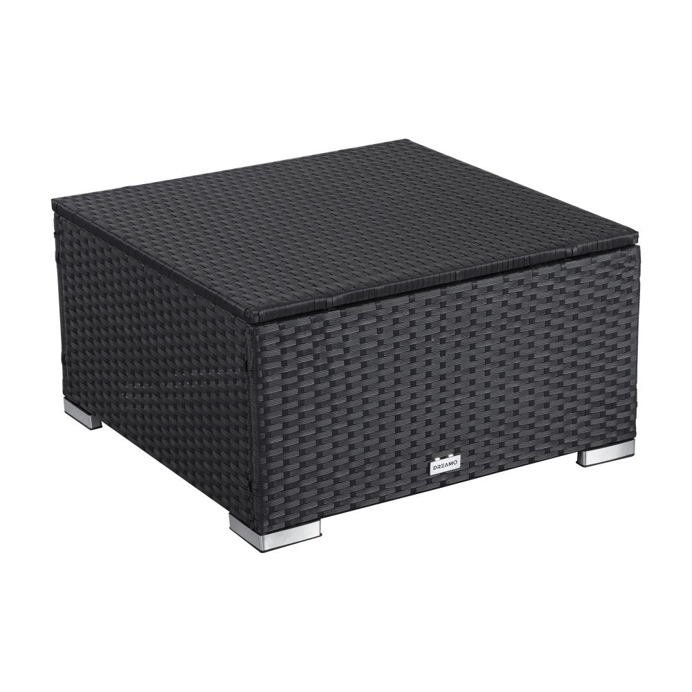 Lauren Outdoor Wicker Ottoman - Black