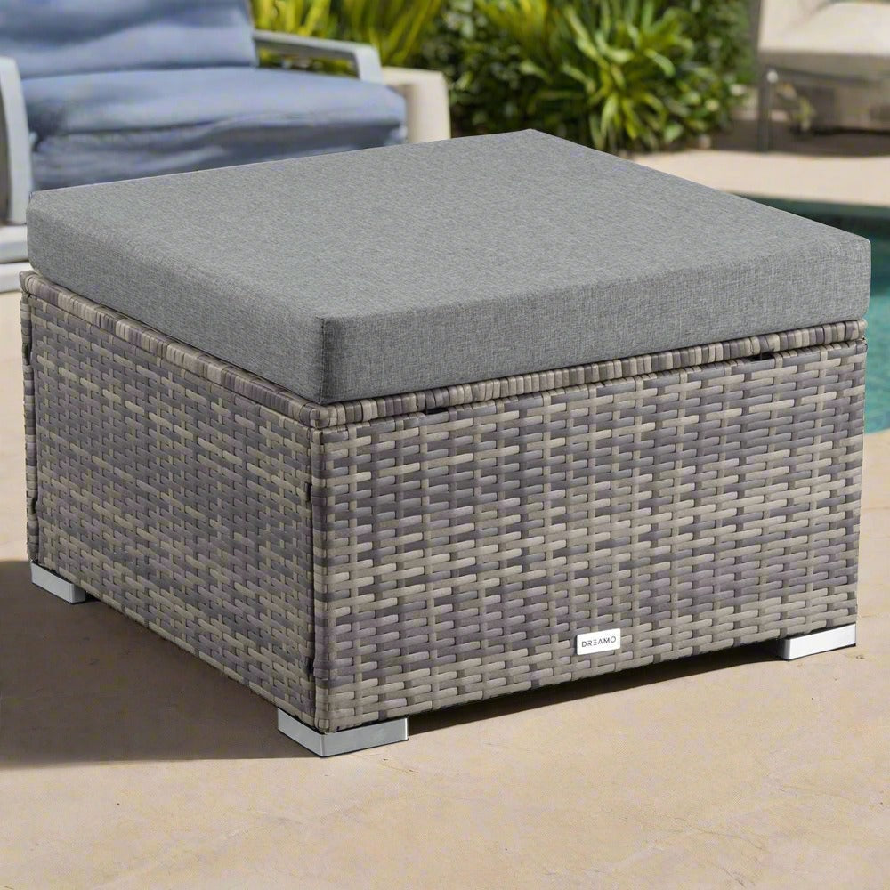 Lauren Outdoor Wicker Ottoman - Grey