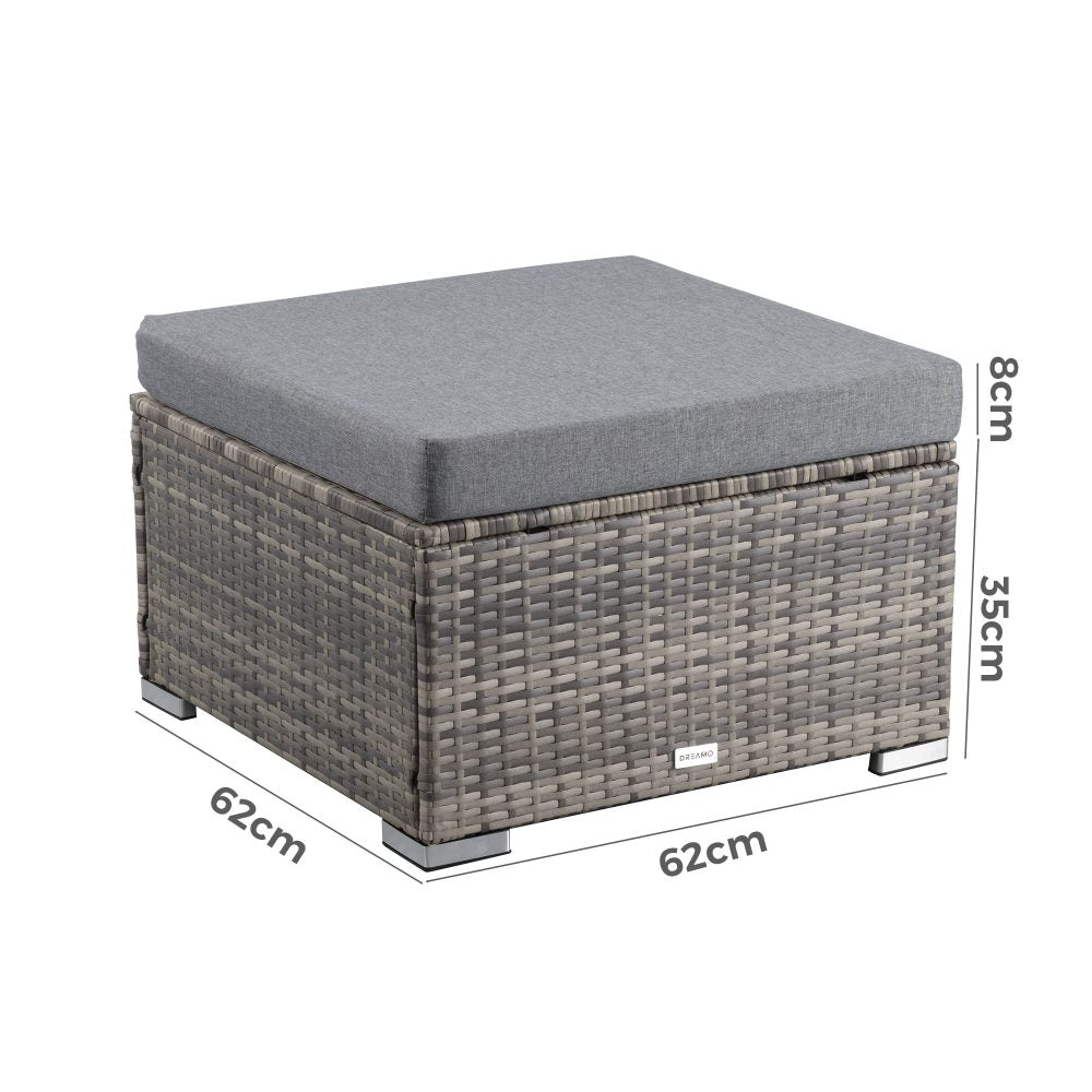 Lauren Outdoor Wicker Ottoman - Grey