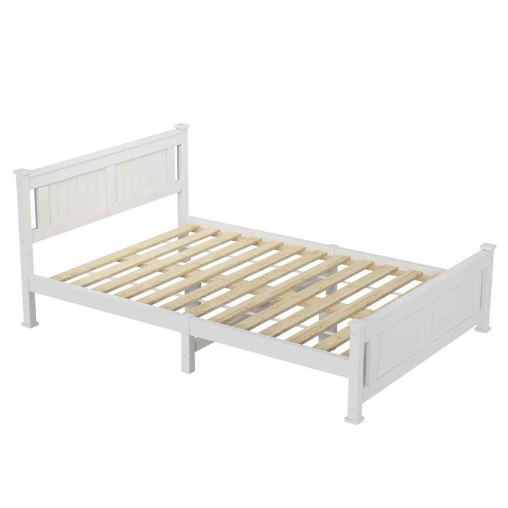 Macey Solid Pine Timber Bed Frame - White Double