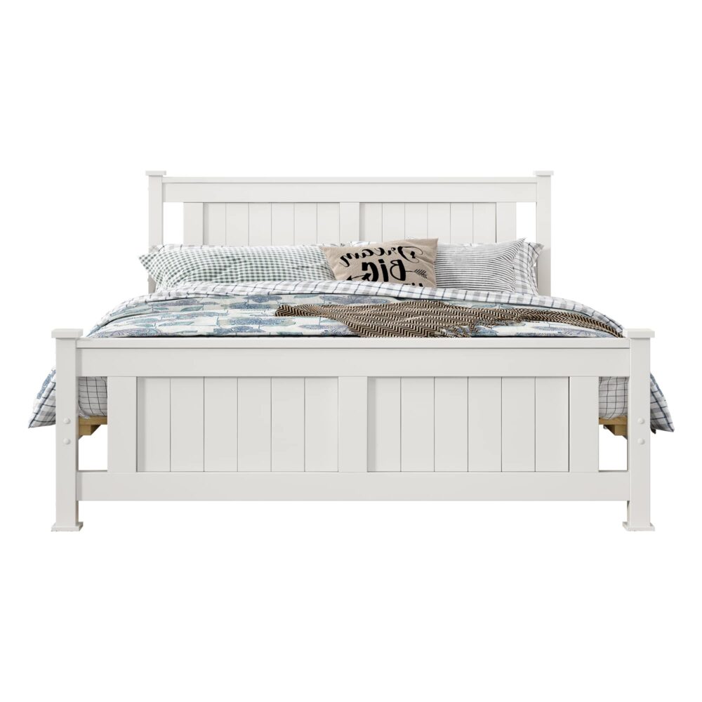 Macey Solid Pine Timber Bed Frame - White Double