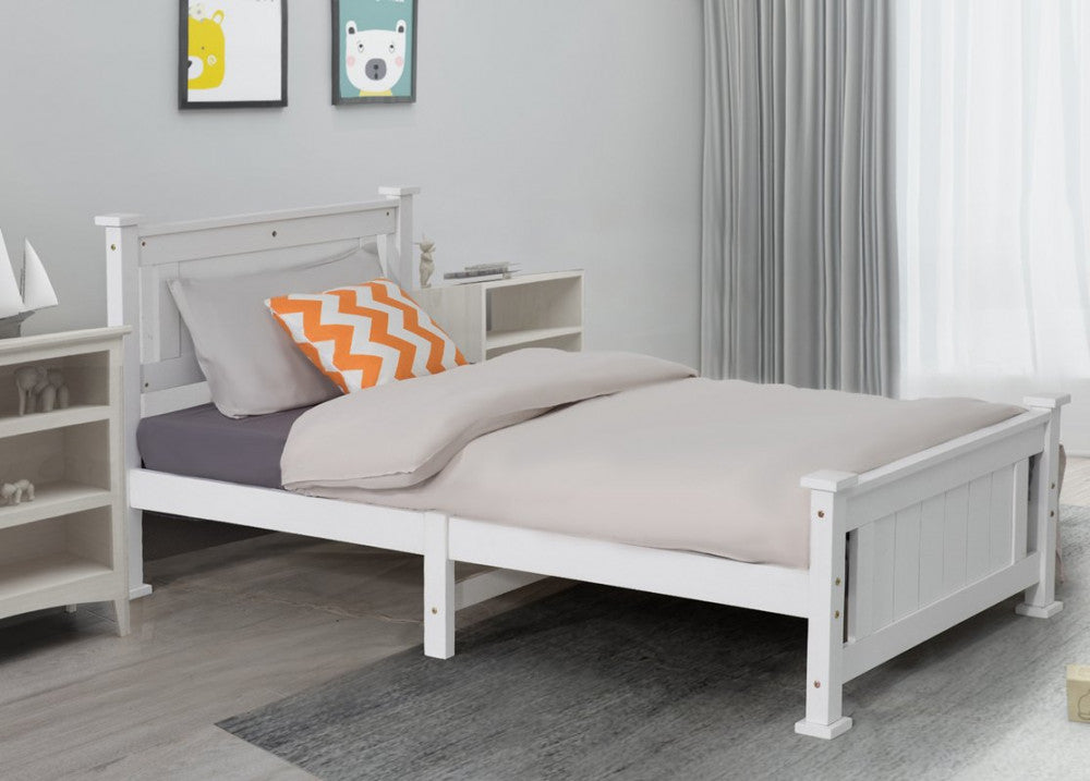 Macey Solid Pine Timber Bed Frame - White Double