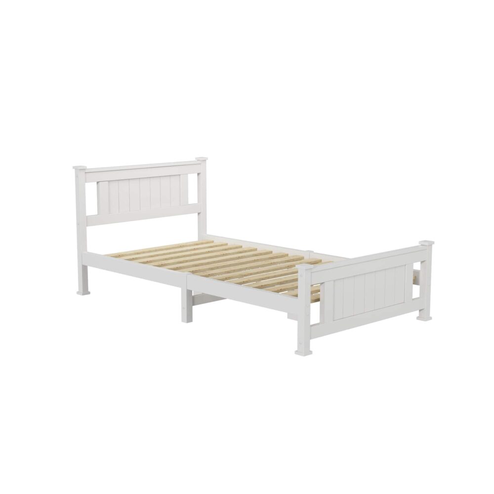 Macey Solid Pine Timber Bed Frame - White Single