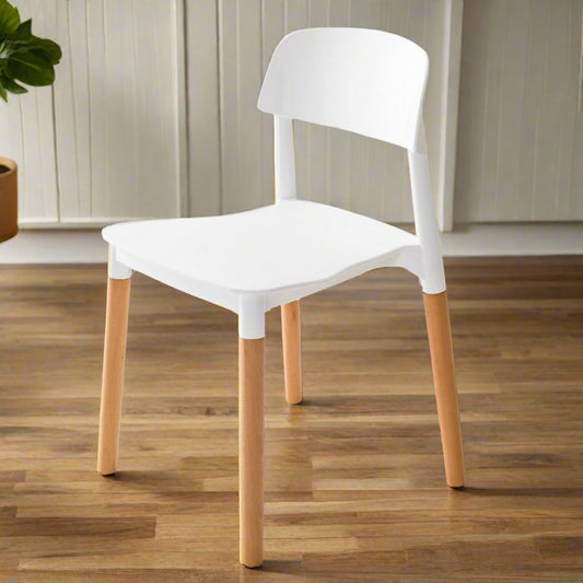 Mabel Set of 4 Retro Belloch Stackable Dining Cafe Chair - White