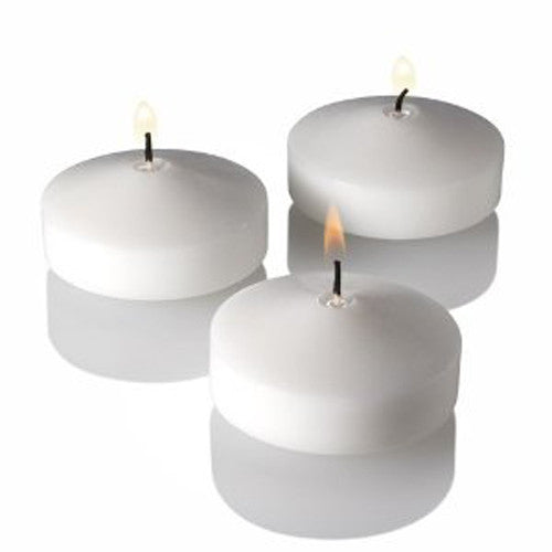 10 Pack of 6 Hour White Floating Candles - 5.8cm diameter - Wedding Party Decoration