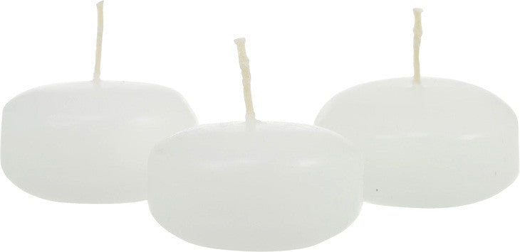 10 Pack of 6 Hour White Floating Candles - 5.8cm diameter - Wedding Party Decoration