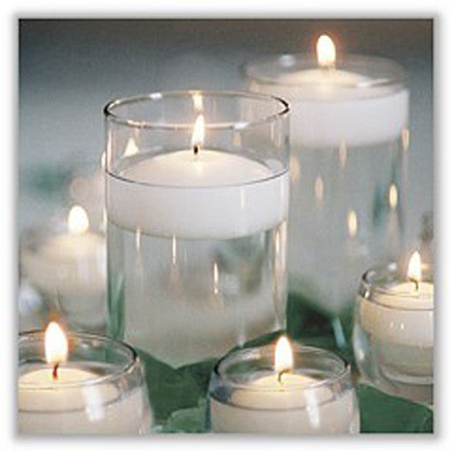 10 Pack of 6 Hour White Floating Candles - 5.8cm diameter - Wedding Party Decoration