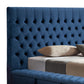 Leida Bedframe Velvet Upholstery Deep Tufted Headboard Deep Quilting - Blue Queen