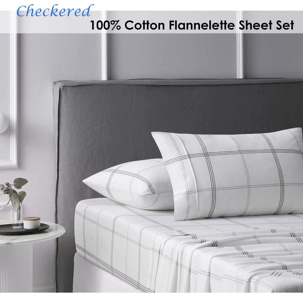 Single Accessorize Cotton Flannelette Sheet Set Checkered