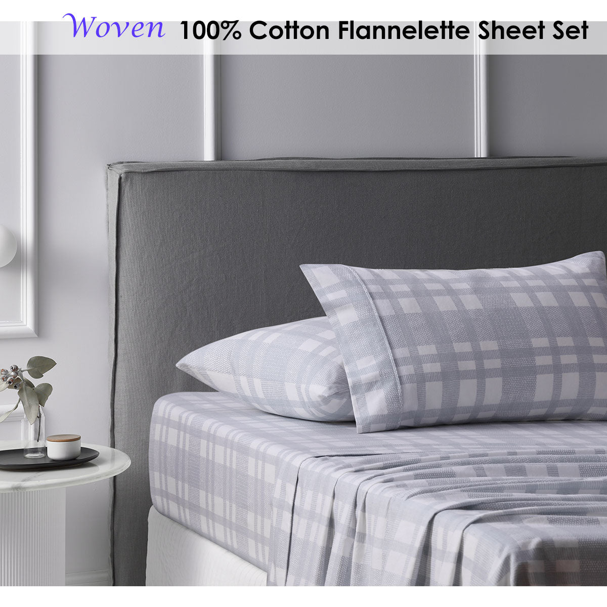 Single Accessorize Cotton Flannelette Sheet Set Woven