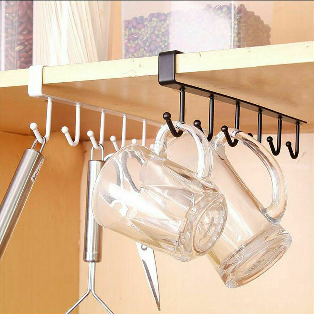 Under Cabinet Hanger 6 Hooks - Black