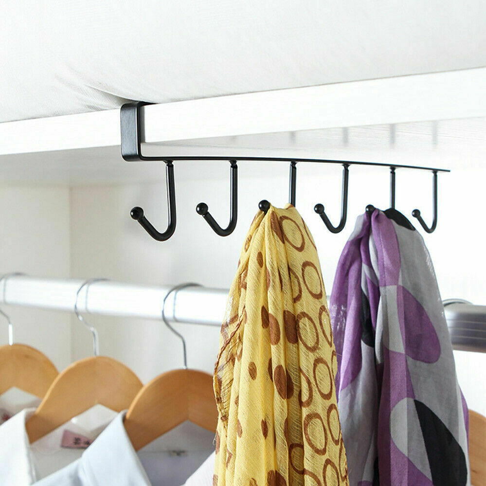 Under Cabinet Hanger 6 Hooks - Black