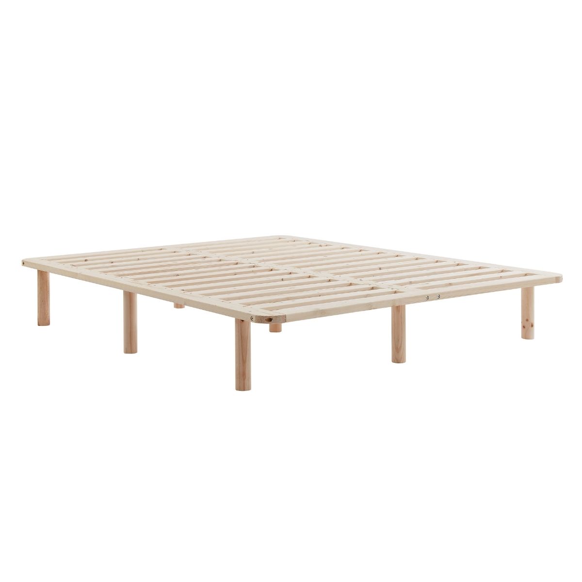 Hazel Pinewood Wooden Base Bed Frame - Natural Double