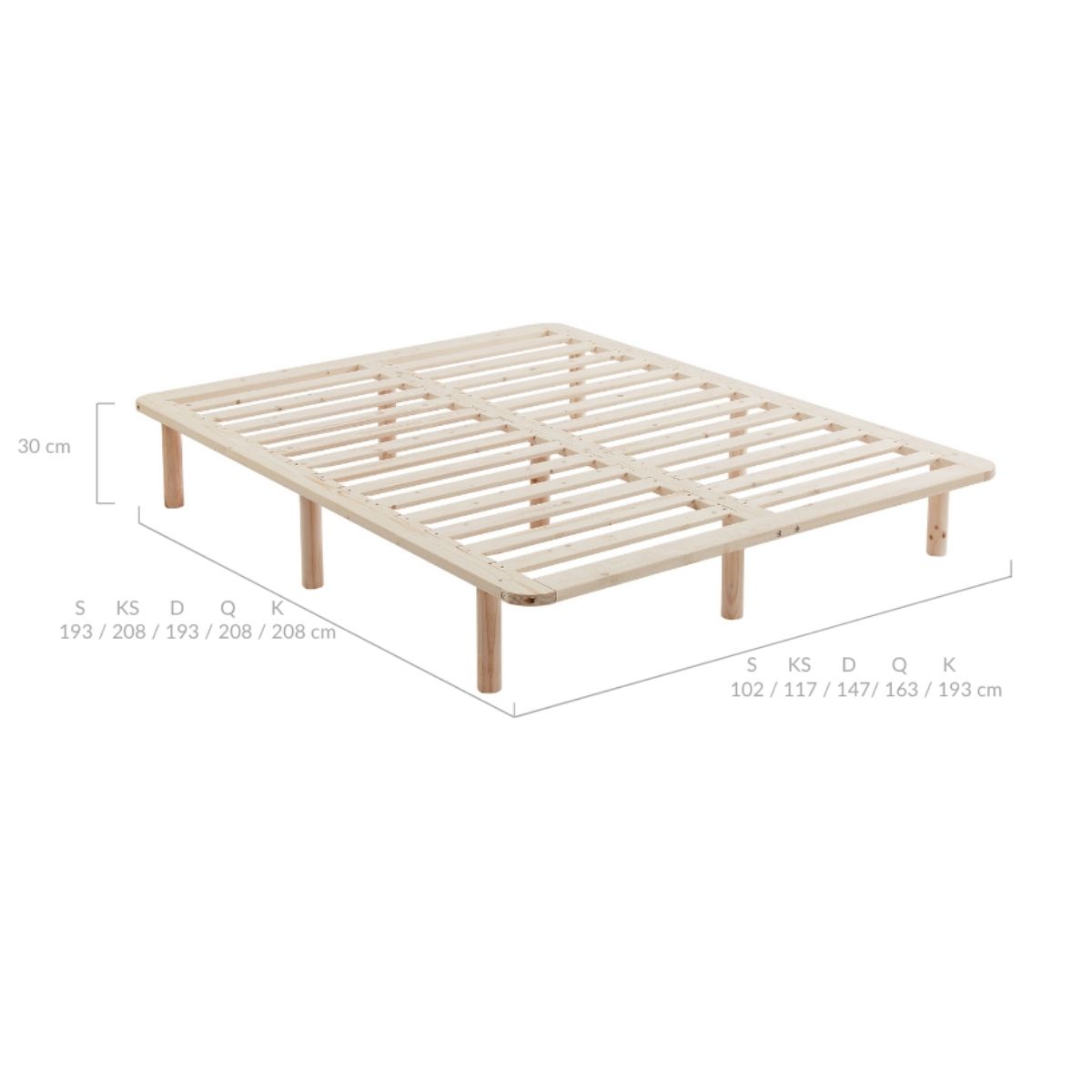 Hazel Pinewood Wooden Base Bed Frame - Natural Double