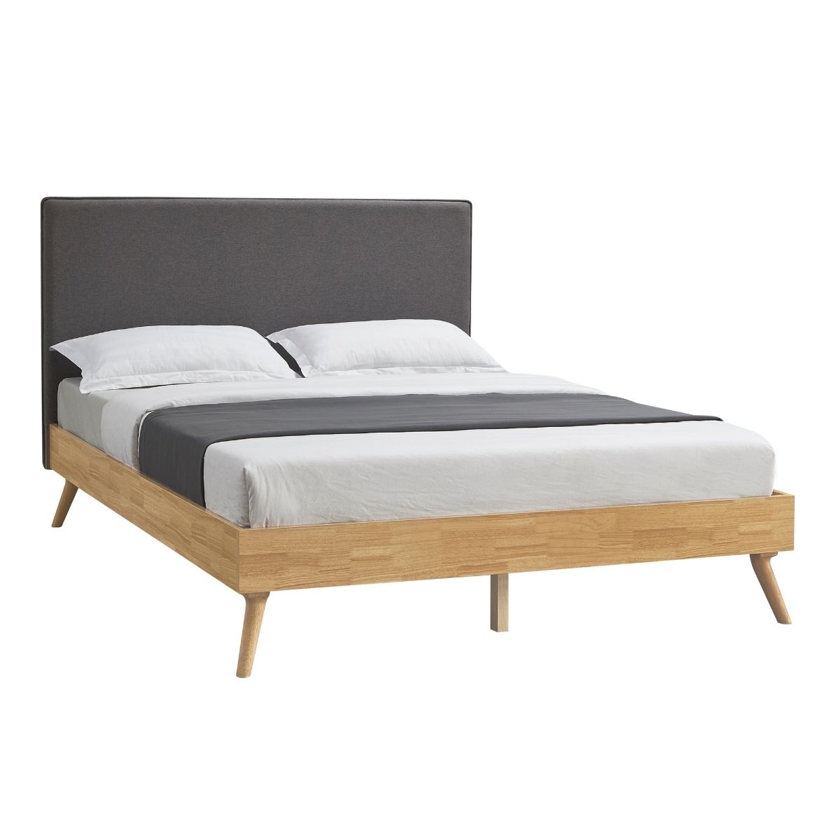 Rosalie Ensemble Wooden Slat Bed Frame Fabric - Oak Double