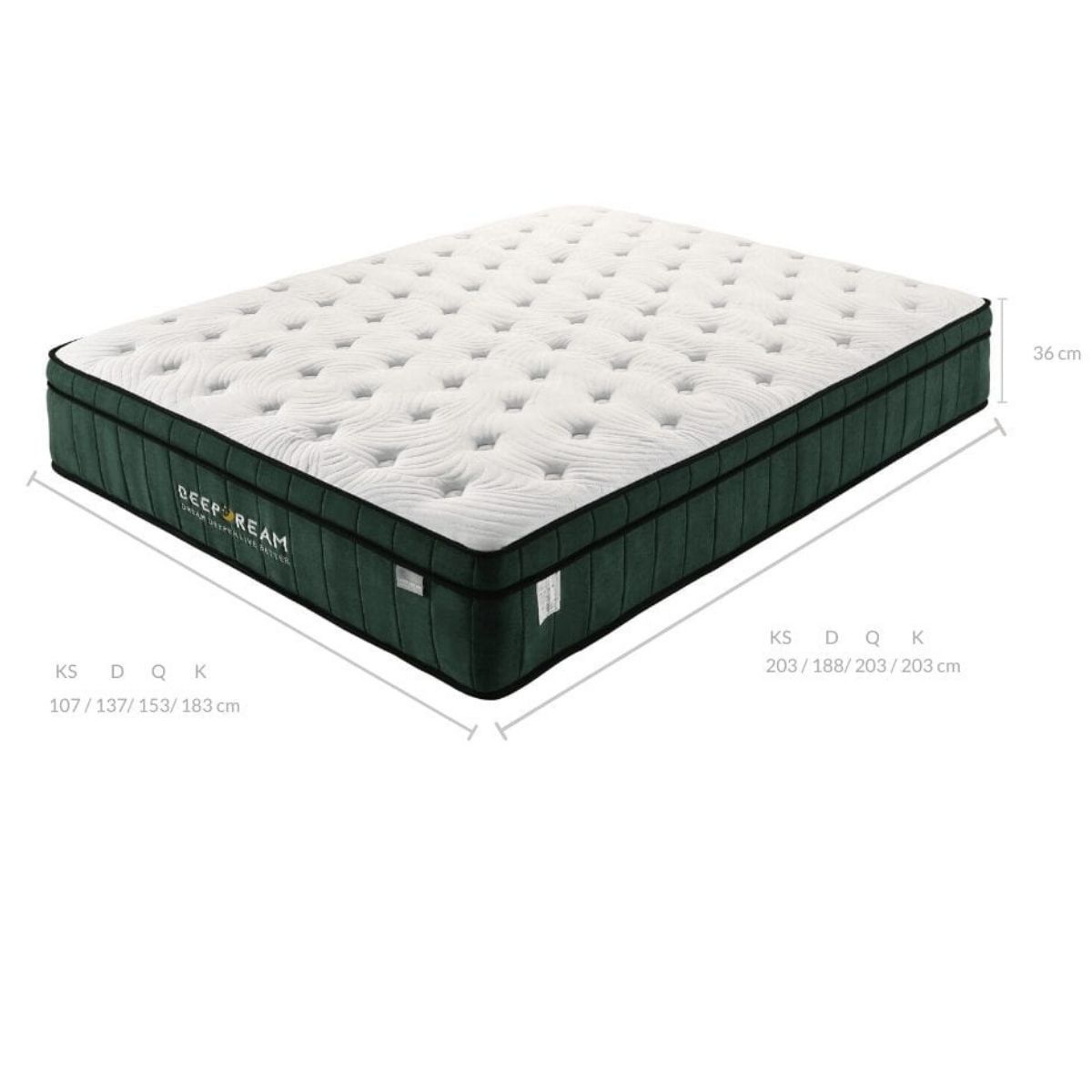 Lucian 36cm Green Tea Cool Gel Memory Foam Mattress 5 Zone - Double