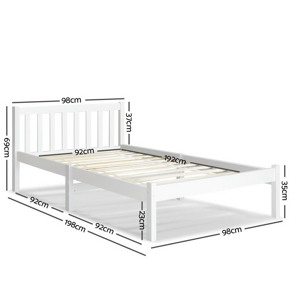 Jade Bed & Mattress Package no Drawers - White Single